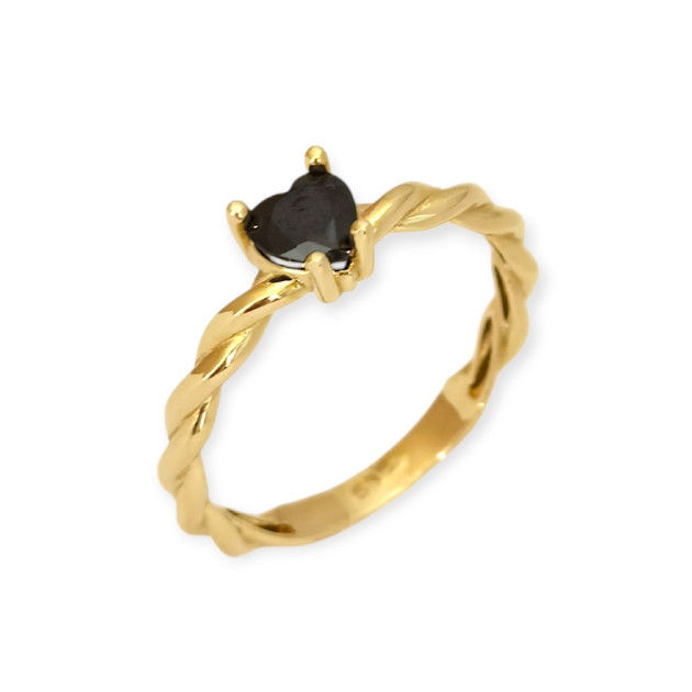 BA-585-PI-140 - Pierścionek złoty z cyrkonią - serce