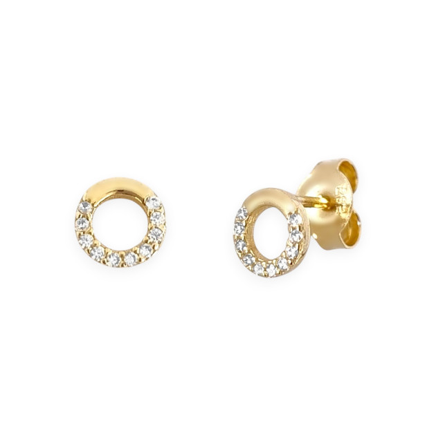 KL-585-KO-209 - Kolczyki złote z cyrkoniami - kółeczka