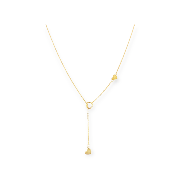 KL-585-NA-21 - Naszyjnik złoty - krawatka, serca