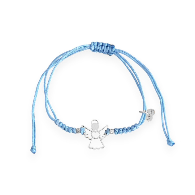 BS3245V13 - Bransoletka srebrna - anioł, sznurek