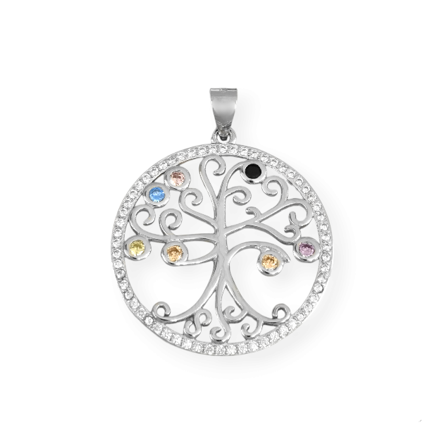 AR-925-ZA-48 - Zawieszka srebrna z cyrkoniami - drzewko szczęścia