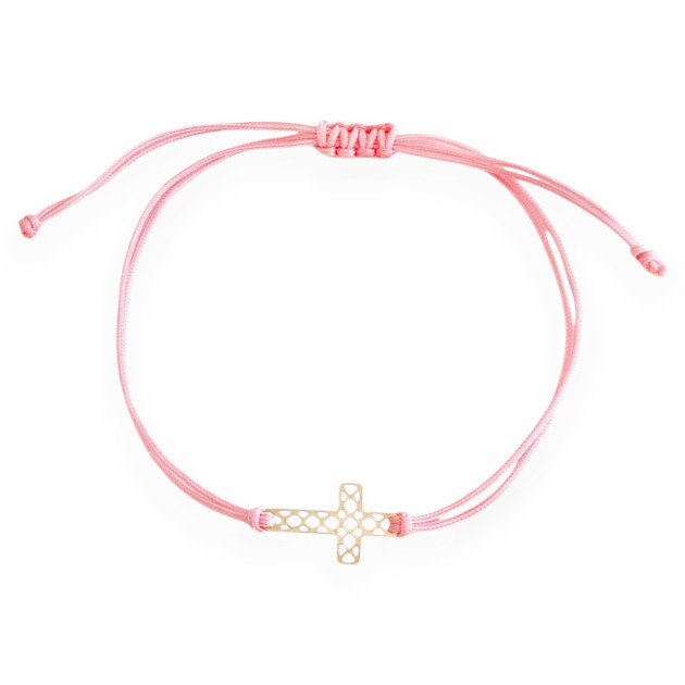 BG3131V157 - Bransoletka złota - krzyżyk, sznurek