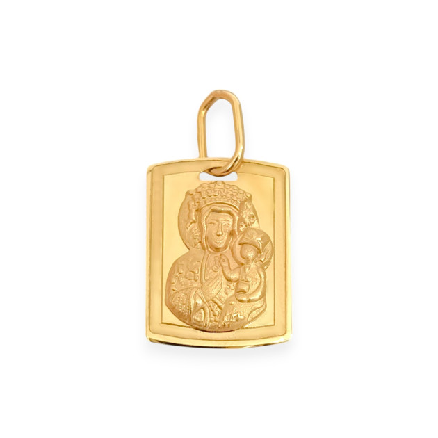 ZA 7037E - Zawieszka złota - medalik Matka Boska Częstochowska