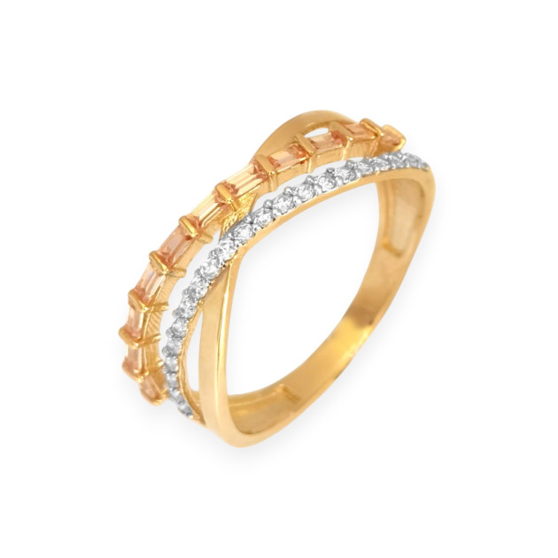 BA-585-PI-153 - Pierścionek złoty z cyrkoniami