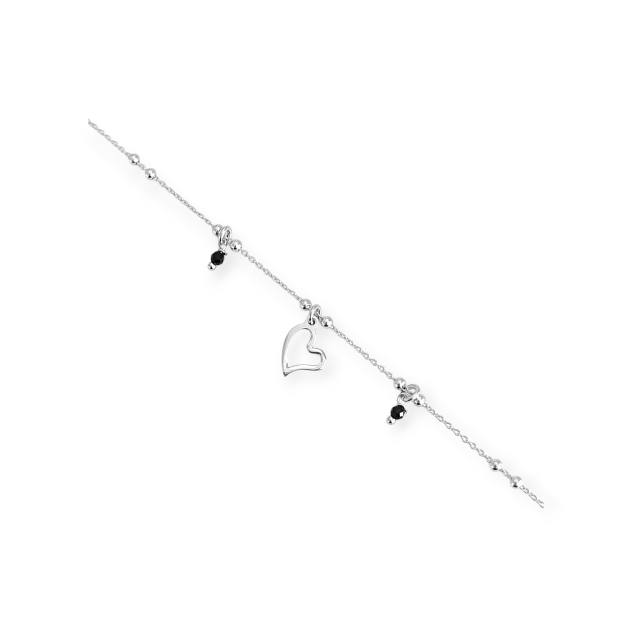 AZ-925-BR-88 - Bransoletka srebrna z kamieniami szklanymi - serce