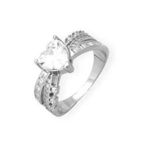 AZ-925-PI-16 - Pierścionek srebrny z cyrkoniami - serce