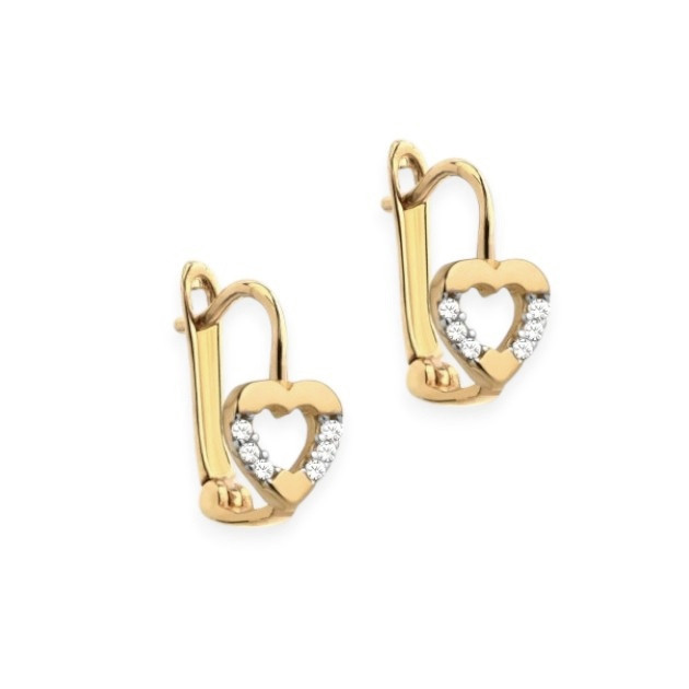 GE-585-KO-59 - Kolczyki złote z cyrkoniami - serca