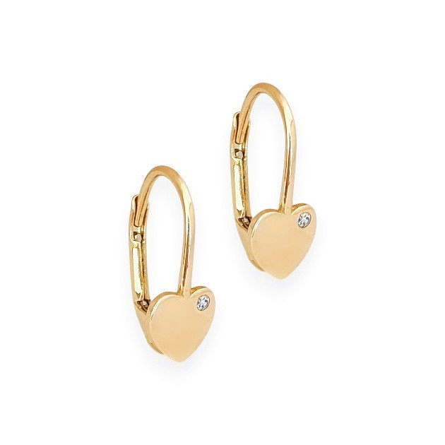 GE-585-KO-60 - Kolczyki złote z cyrkonią - serca
