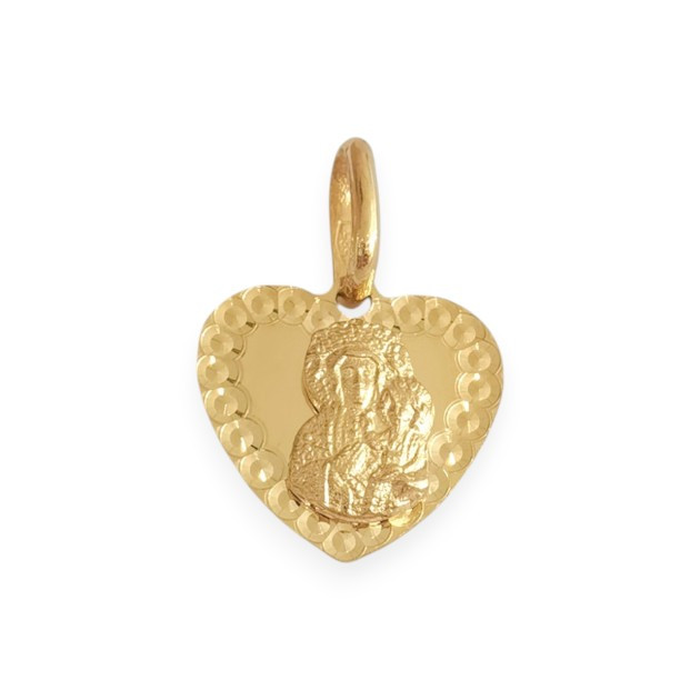 GE-585-ZA-37 - Zawieszka złota - medalik, Matka Boska Częstochowska, serce