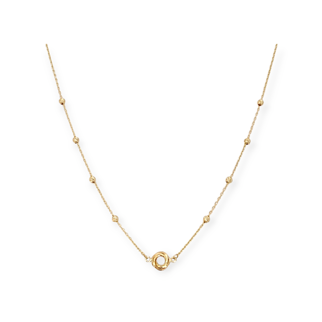 GE-585-NA-29 - Naszyjnik złoty - kuleczki diamentowane