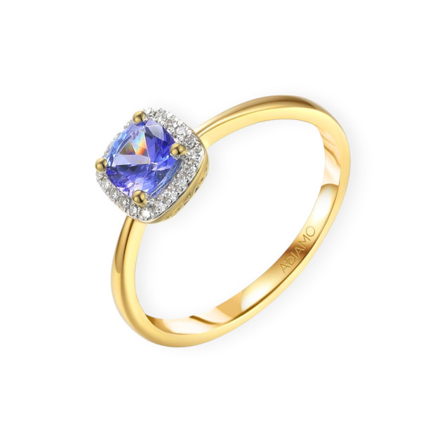R58266 - Pierścionek złoty z tanzanitem i diamentami