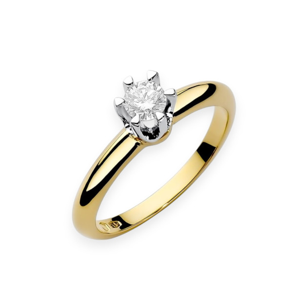 W0267 - Pierścionek z żółtego złota z diamentem 