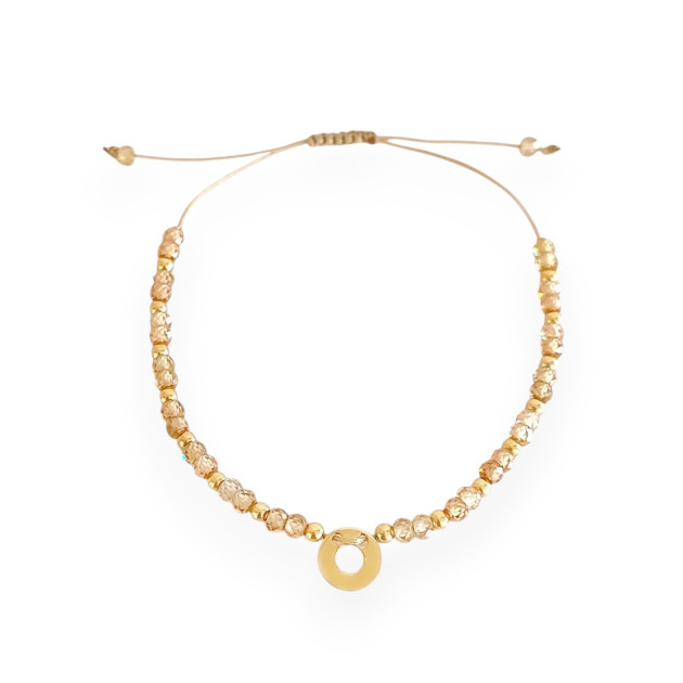 BA-585-BR-139 - Bransoletka złota z cyrkoniami - sznurek