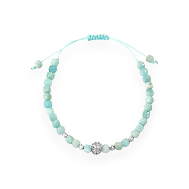 BA-585-BR-142 - Bransoletka złota z amazonitem - sznurek