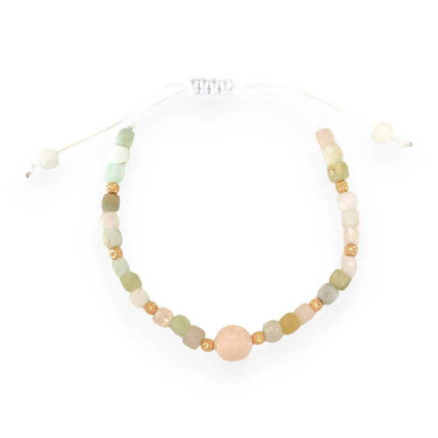 BA-585-BR-146 - Bransoletka złota z morganitem - sznurek