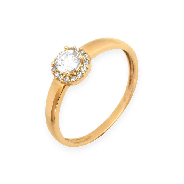 BA-585-PI-171 - Pierścionek złoty z cyrkoniami