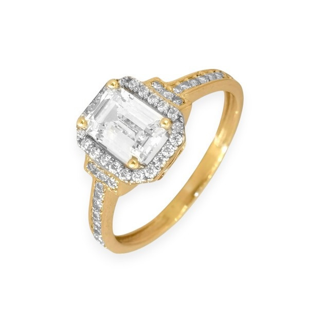 BA-585-PI-173 - Pierścionek złoty z cyrkoniami