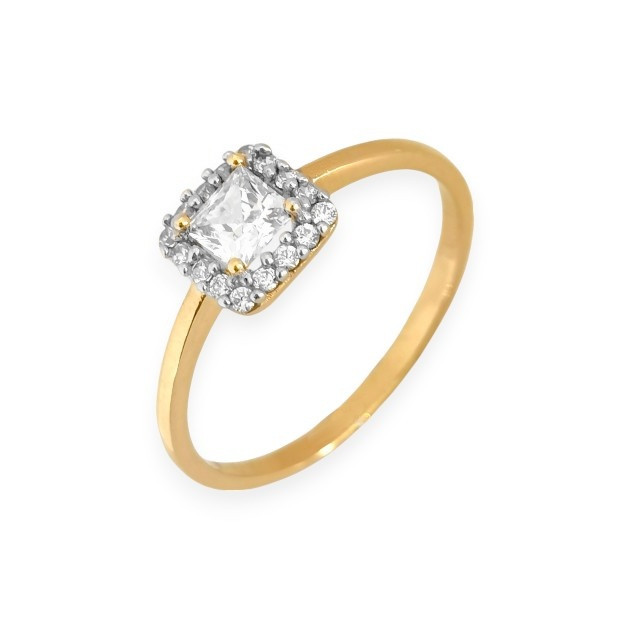 BA-585-PI-174 - Pierścionek złoty z cyrkoniami