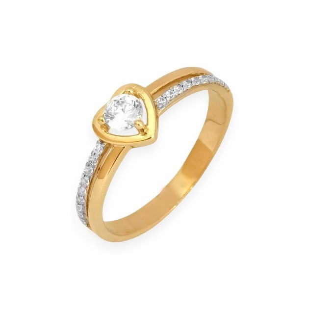 BA-585-PI-179 - Pierścionek złoty z cyrkoniami - serce