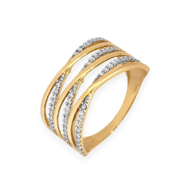 BA-585-PI-182 - Pierścionek złoty z cyrkoniami