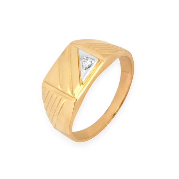 BA-585-SY-10 - Sygnet złoty z cyrkonią