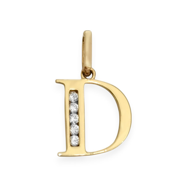BA-585-ZA-78 - Zawieszka złota z cyrkoniami - literka D