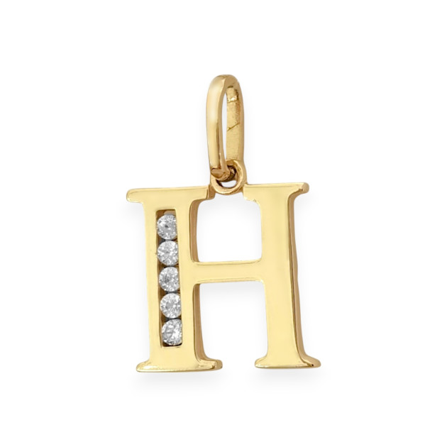 BA-585-ZA-82 - Zawieszka złota z cyrkoniami - literka H