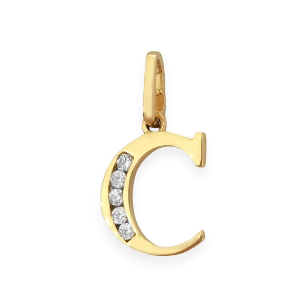BA-585-ZA-84 - Zawieszka złota z cyrkoniami - literka C