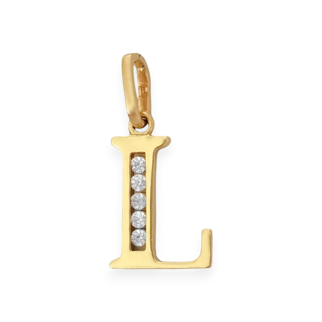 BA-585-ZA-85 - Zawieszka złota z cyrkoniami - literka L