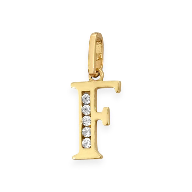 BA-585-ZA-89 - Zawieszka złota z cyrkoniami - literka F
