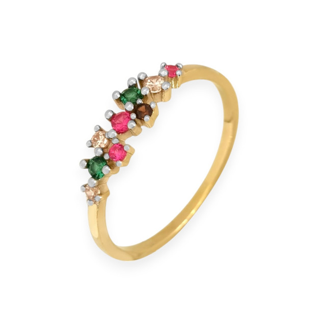 BA-333-PI-49 - Pierścionek złoty z cyrkoniami