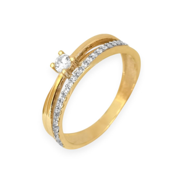 BA-333-PI-55 - Pierścionek złoty z cyrkoniami