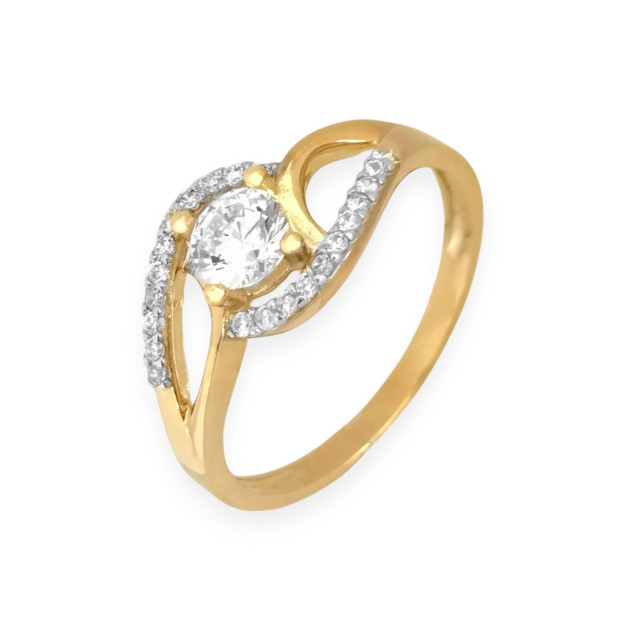 BA-333-PI-58 - Pierścionek złoty z cyrkoniami