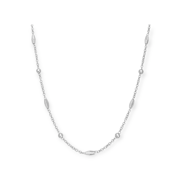 NP-925-NA-129 - Naszyjnik srebrny - kuleczki diamentowane