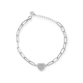 AZ-925-BR-104 - Bransoletka srebrna z cyrkoniami - serce, love