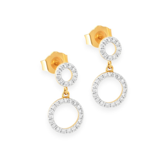 FE24155Y - Kolczyki złote kółeczka z diamentami