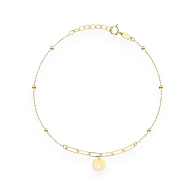 GE-585-BR-70 - Bransoletka złota - serce, kuleczki