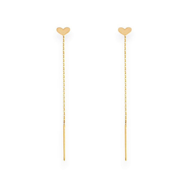 GE-585-KO-100 - Kolczyki złote przeciągane - serduszka