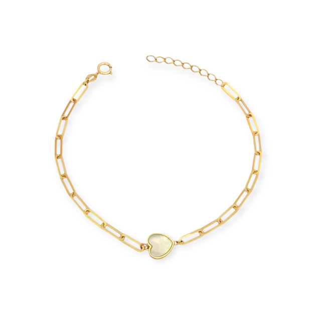 GE-585-BR-75 - Bransoletka złota z masą perłową - serce