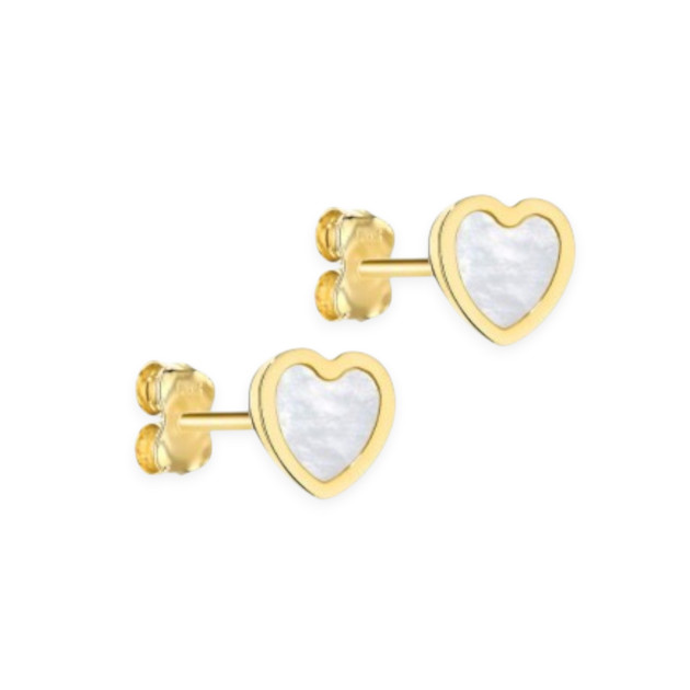 GE-585-KO-130 - Kolczyki złote z masą perłową - serca
