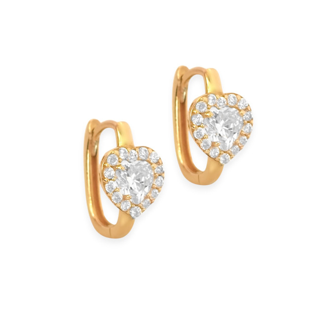 GE-585-KO-138 - Kolczyki złote z cyrkoniami - serca