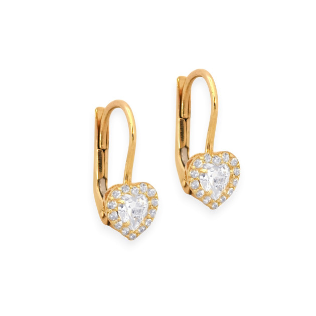 GE-585-KO-139 - Kolczyki złote z cyrkoniami - serca