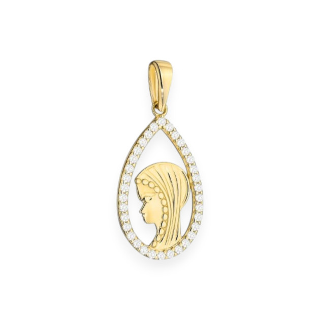 GE-585-ZA-140 - Zawieszka złota z cyrkoniami - medalik