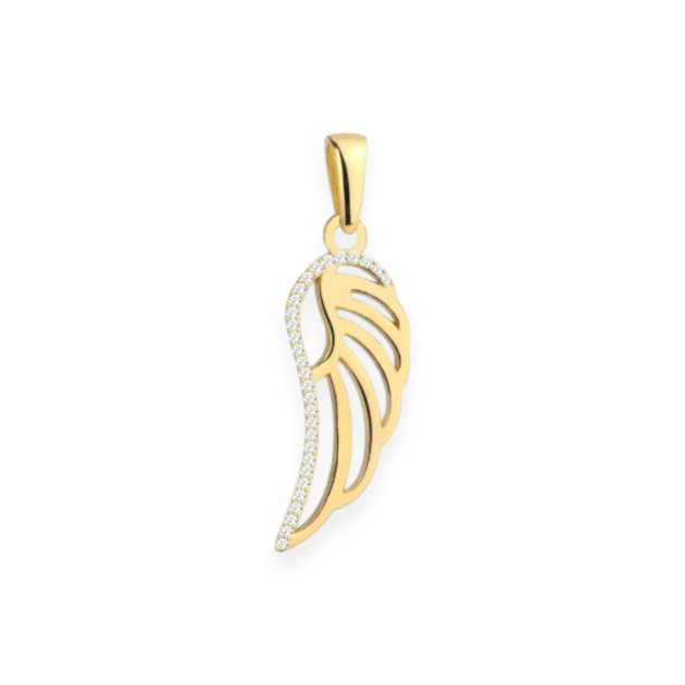 GE-585-ZA-77 - Zawieszka złota z cyrkoniami - skrzydełko