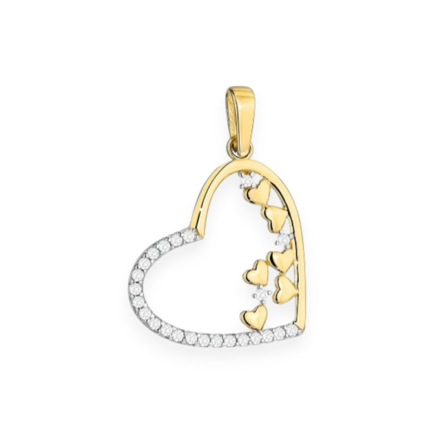 GE-585-ZA-84 - Zawieszka złota z cyrkoniami - serce