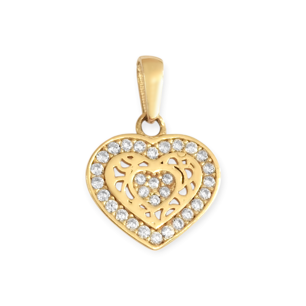 GE-585-ZA-85 - Zawieszka złota z cyrkoniami - serce