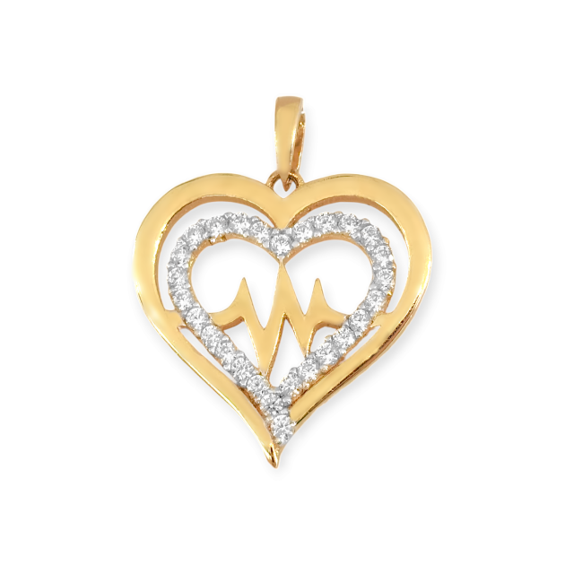 GE-585-ZA-86 - Zawieszka złota z cyrkoniami - serce