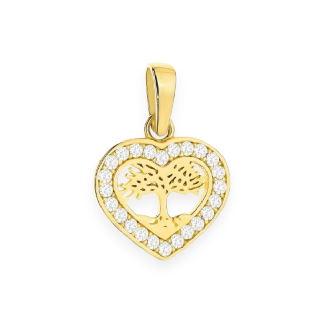 GE-585-ZA-87 - Zawieszka złota z cyrkoniami - serce