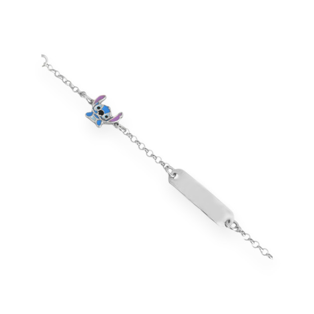 PX-925-BR-102 - Bransoletka srebrna z blaszką - Stitch z emalią