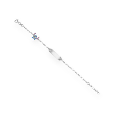 PX-925-BR-102 - Bransoletka srebrna z blaszką - Stitch z emalią
